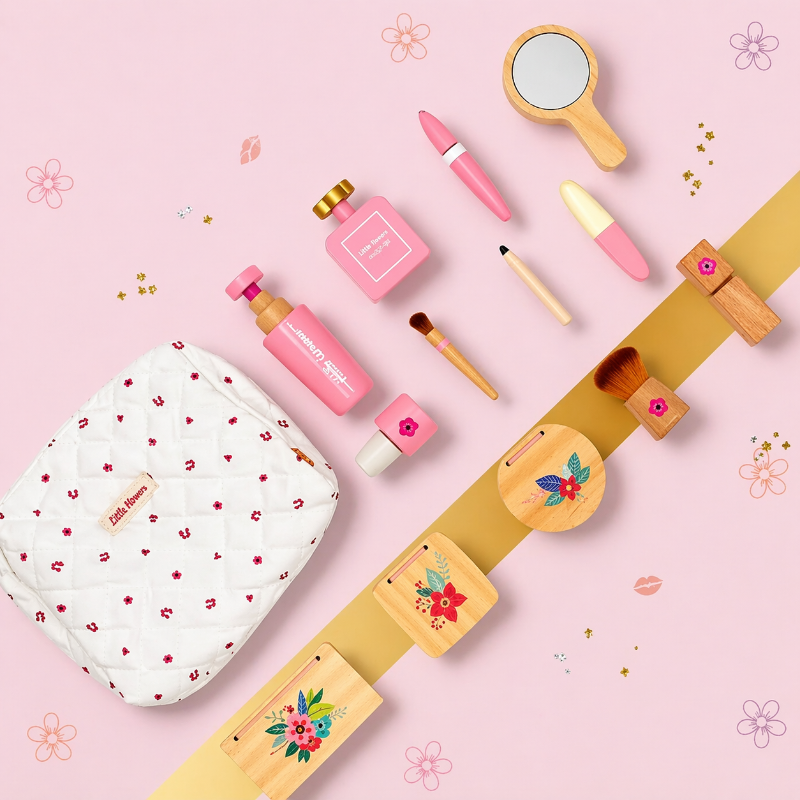 Wooden Makeup Play Set – Kreatives Spielen & Rollenspiele – Make-up-Set aus Holz