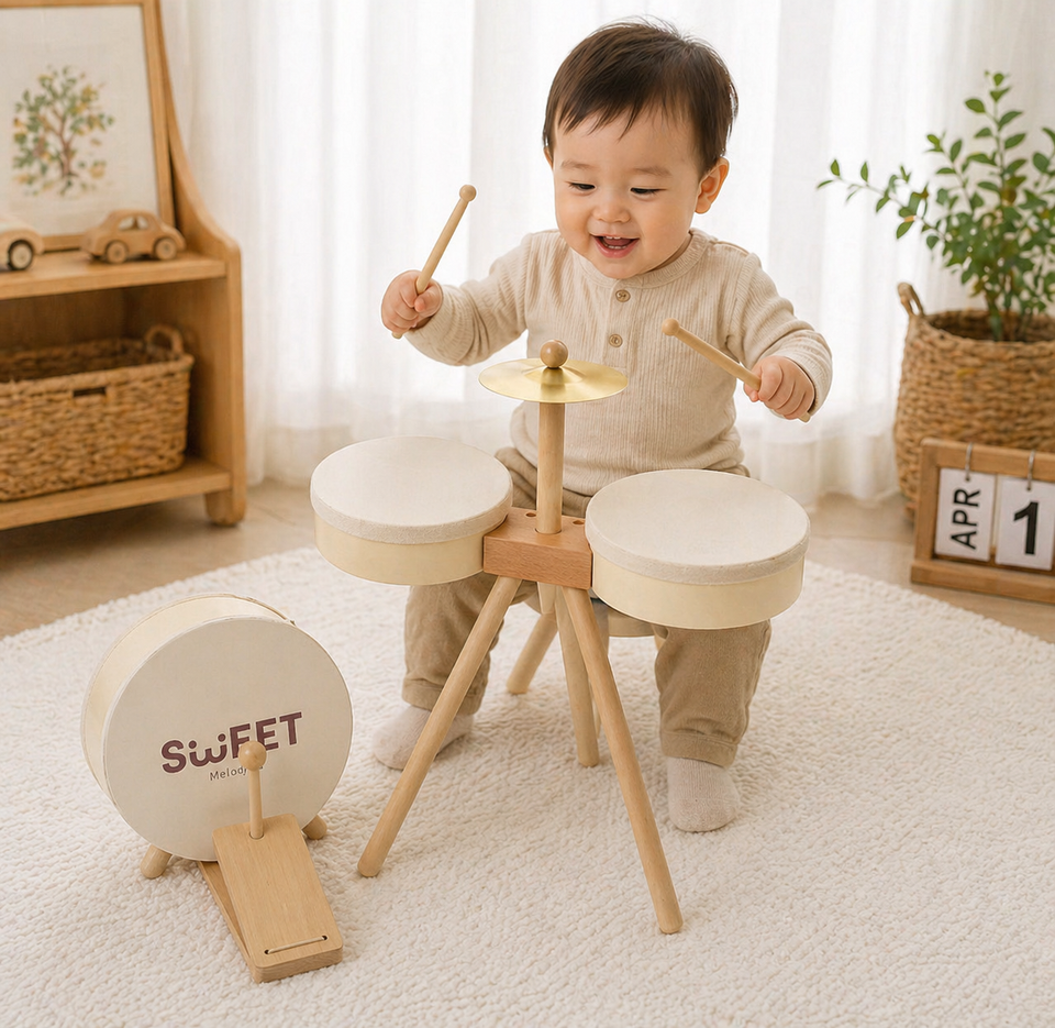 Kids Wooden Drum Toy – Musik & Kreativität – Trommel-Spielset