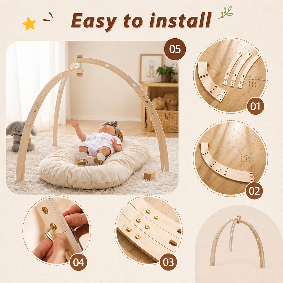 Wooden Baby Rattle Toy – Sinneserfahrung & Sicherheit – Baby-Gymnastik
