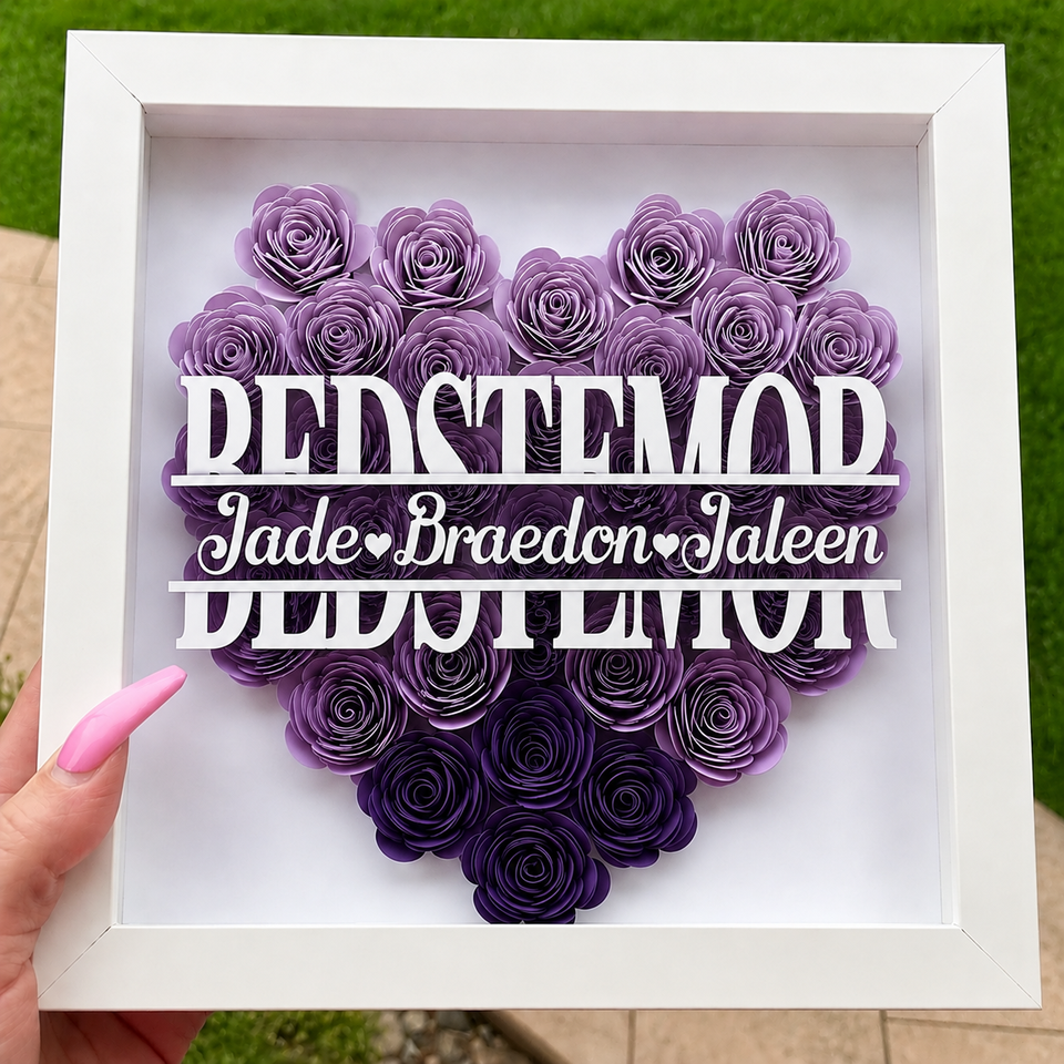 Personalized Rose Shadow Box – Unik morsdagsgave – Personlig skyggeboks med roser
