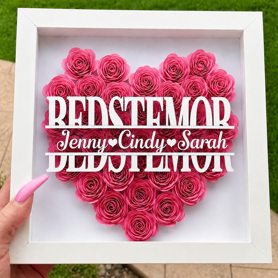 Personalized Rose Shadow Box – Unik morsdagsgave – Personlig skyggeboks med roser