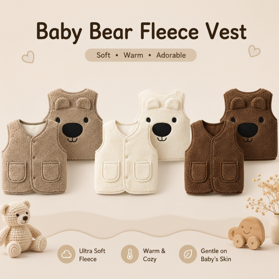 Baby Bear Fleece Vest – Warm & Weich – Kinder-Bärenweste