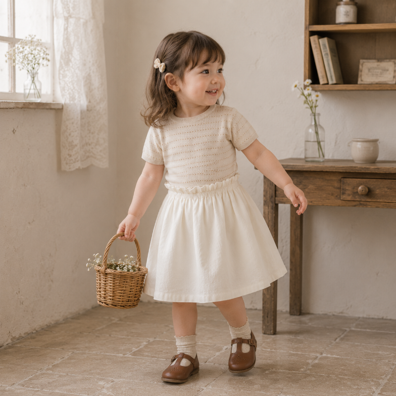 Bella Knit Top & Skirt – Leicht & luftig – Gestricktes Sommer-Set für Kinder
