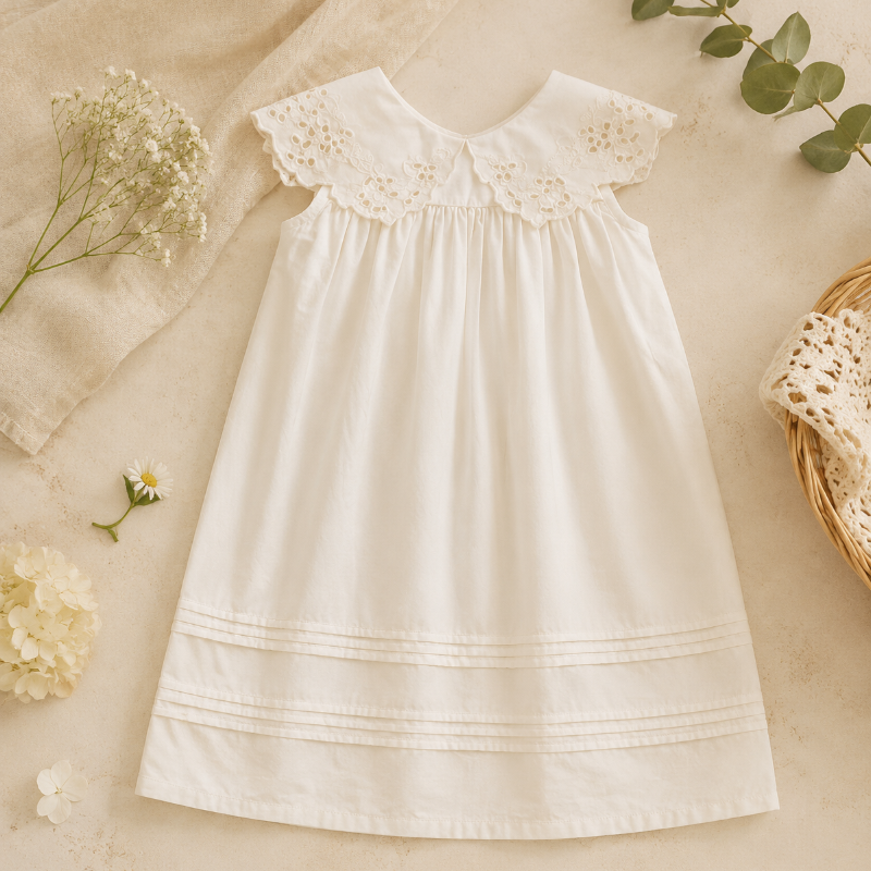 Sleeveless Dress – Elegant & bequem – Kleid mit Spitzenkragen