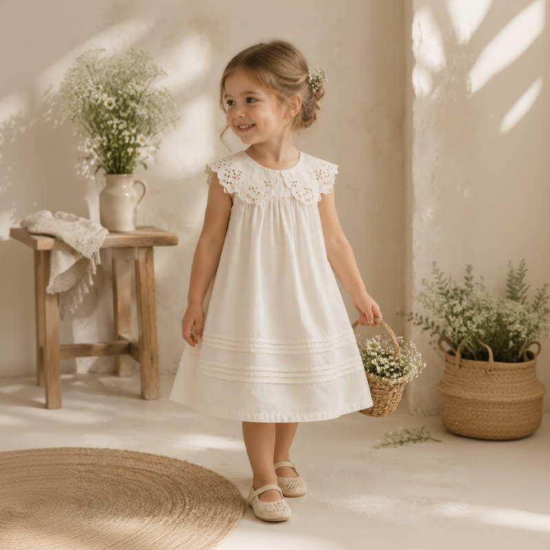 Sleeveless Dress – Elegant & bequem – Kleid mit Spitzenkragen