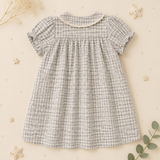 Check Dress – Weich & atmungsaktiv – Klassischer Kragen mit Puffärmeln