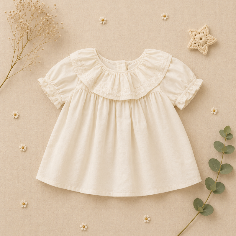 Ruffle Collar Top – Elegant und bequem – Oberteil mit dekorativem Kragen und Puffärmeln