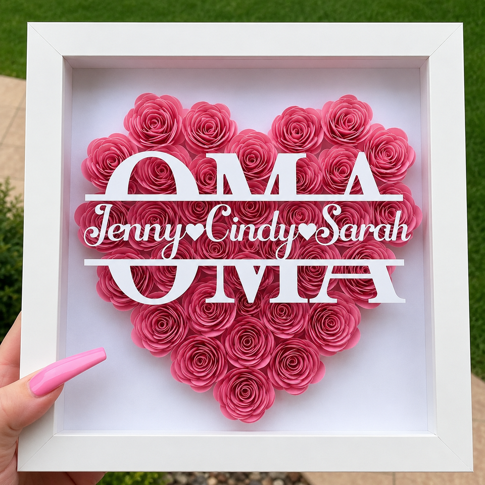 Personalized Rose Shadow Box – Einzigartiges Muttertagsgeschenk – Personalisierte Rosen-Schattenbox
