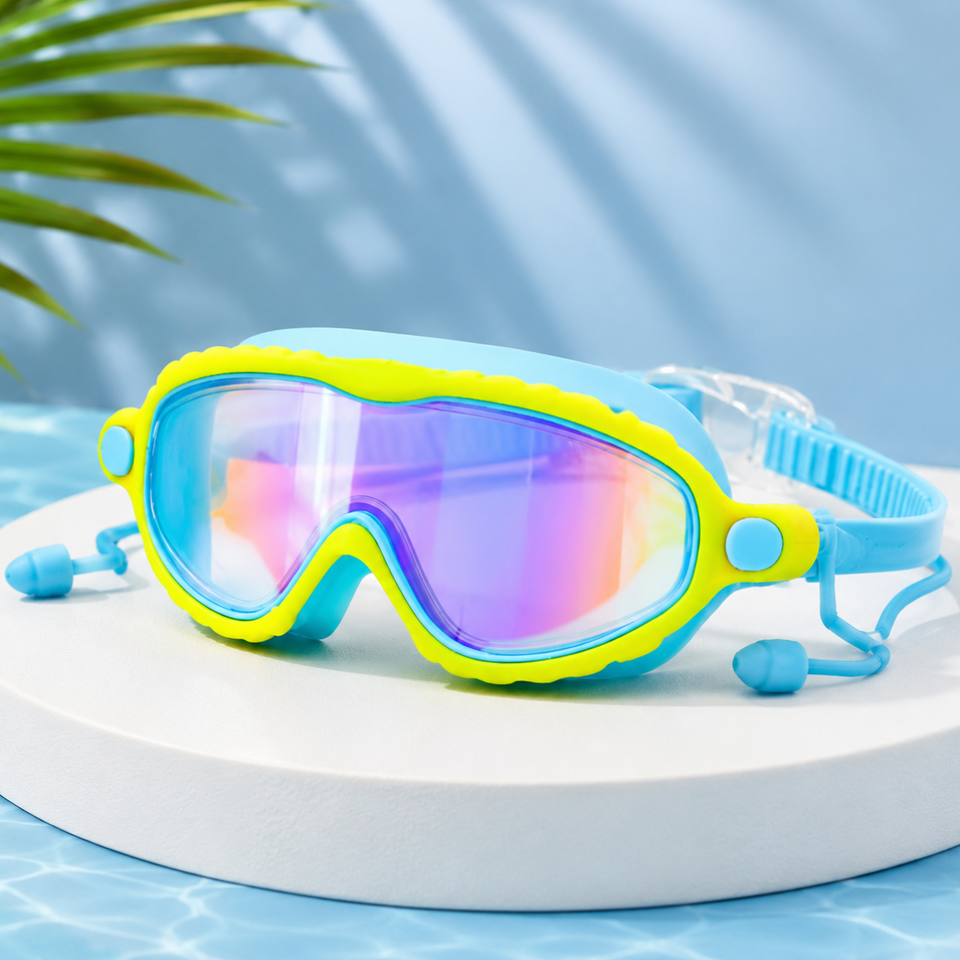 AquaVision – Verstellbarer Anti-Beschlag- und UV-Schutz – Schwimmbrille aus Silikon mit Ohrstöpseln