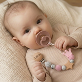 Baby Pacifier Holder –  Mit Namen – Personalisierte Holz- und Silikonperlen