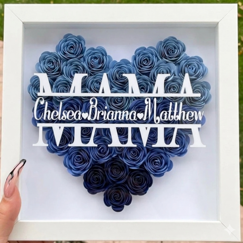 Personalized Rose Shadow Box – Einzigartiges Muttertagsgeschenk – Personalisierte Rosen-Schattenbox