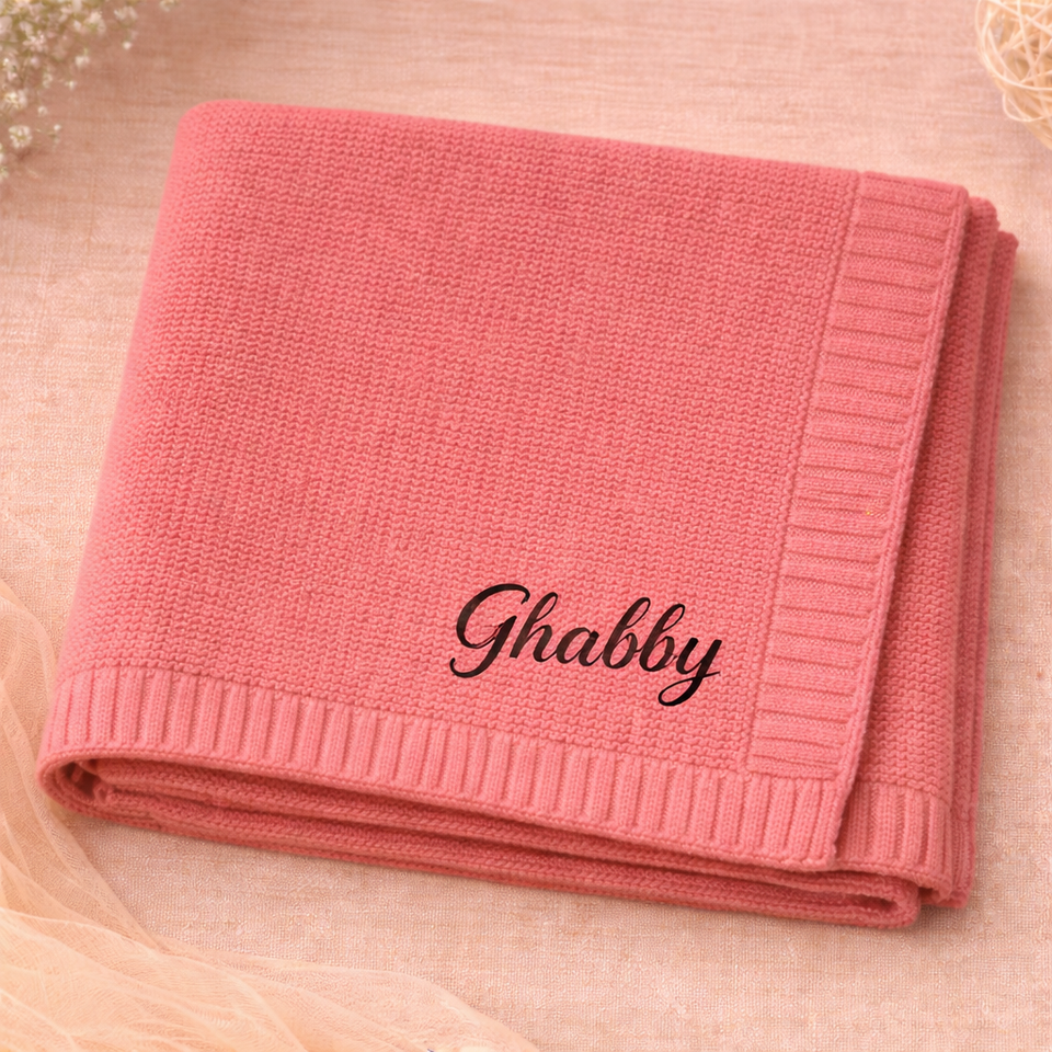 Personalized Baby Blanket – Blødt & unikt – Personligt broderet tæppe i bomuld