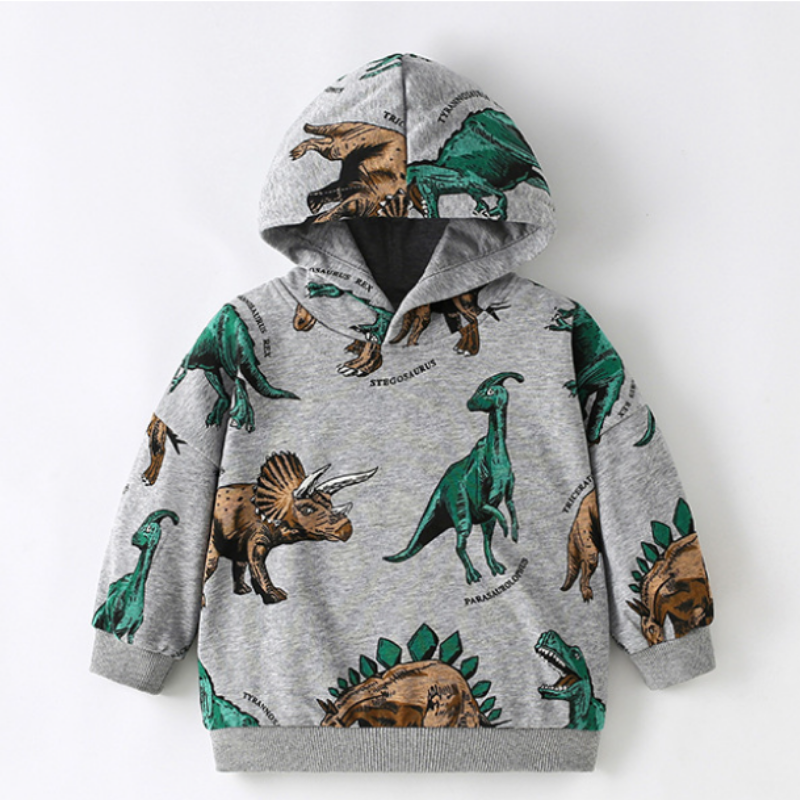 DinoStyle – Warm & atmungsaktiv – Hoodie mit Triceratops-Print