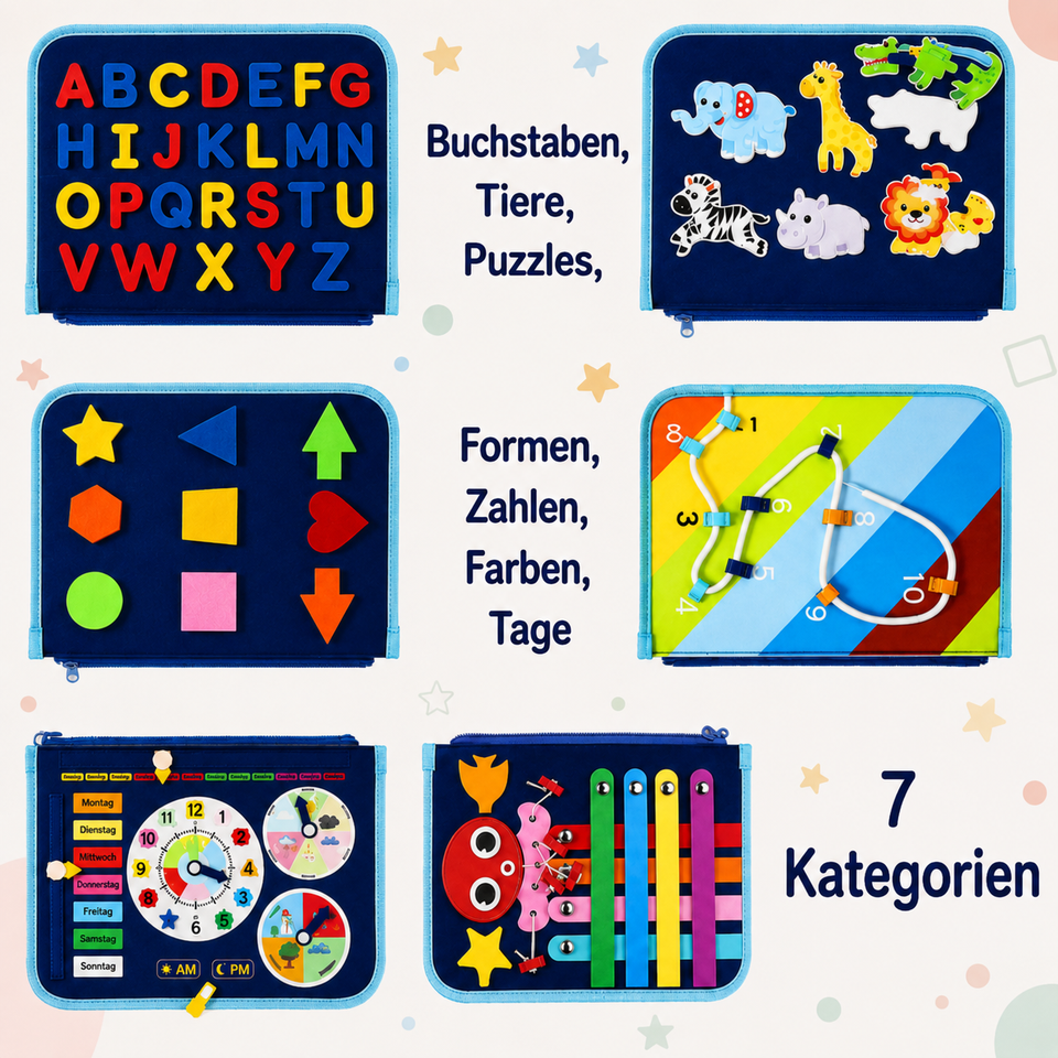 7-in-1 Busy Board – Motorik & Lernen – Aktivitäten-Tafel