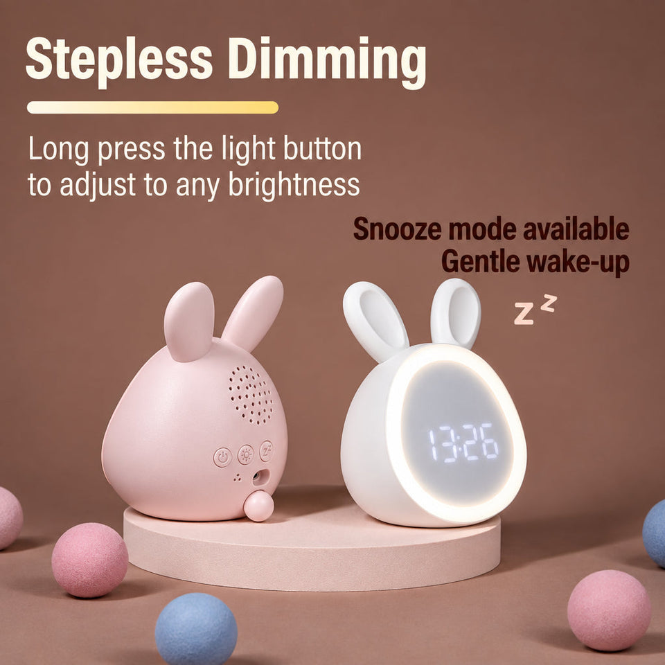 BunnyGlow – Niedlich & praktisch – Digitaler Kinderwecker mit Nachtlicht