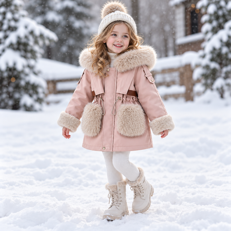 CozyParka – Warm & weich – Winterjacke für Mädchen mit Plüschkragen