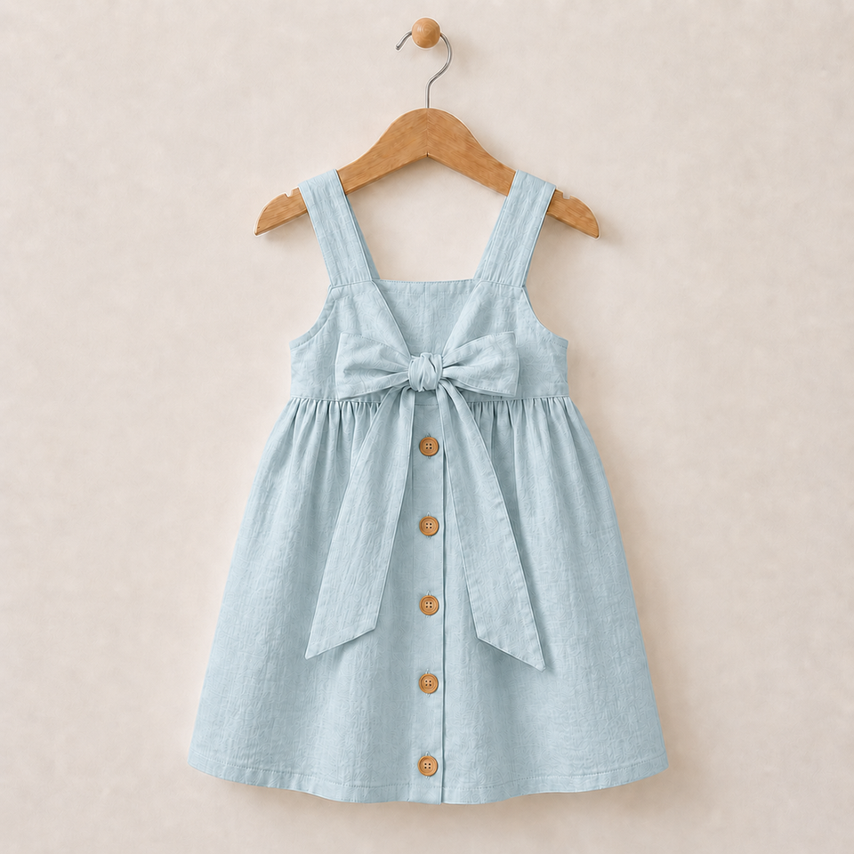 BloomGrace – Niedlich & bequem – Kinderkleid mit Schleife und verstellbaren Trägern