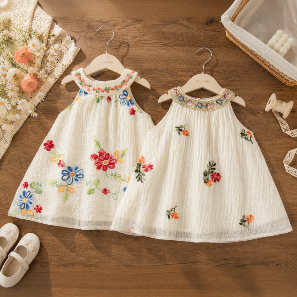 MiniFlora – Leicht und bezaubernd – Besticktes Kleid für kleine Mädchen