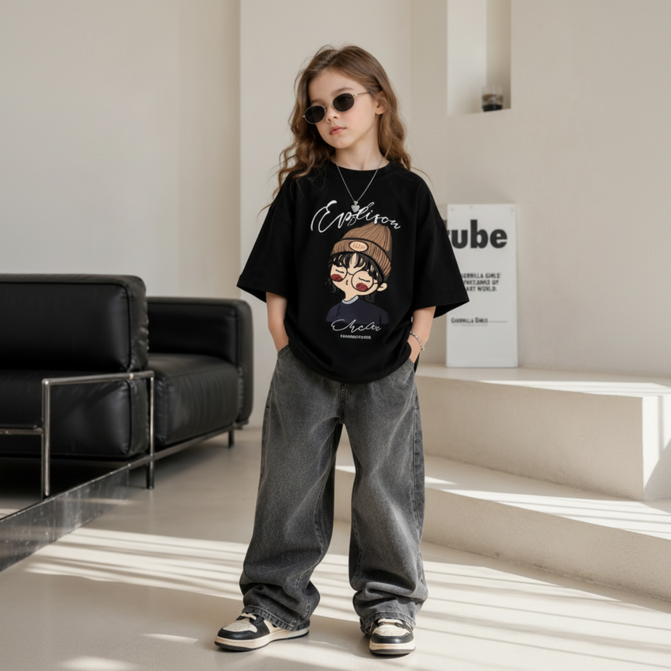 CuteStyle – Trendig & bequem – T-Shirt mit übergroßem Cartoon-Aufdruck