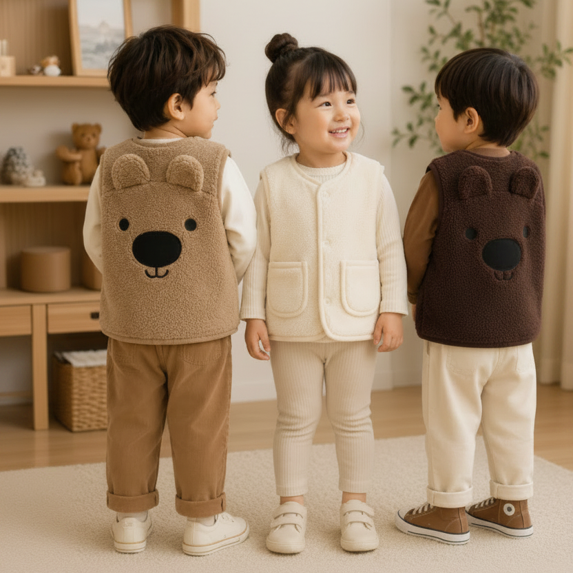 Baby Bear Fleece Vest – Warm & Weich – Kinder-Bärenweste