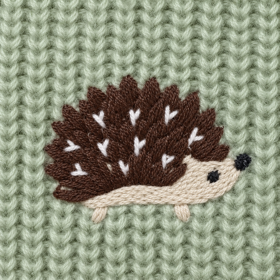 CozyHedge – Weich & warm – Gestrickter Baby-Strampler mit Igel-Motiv