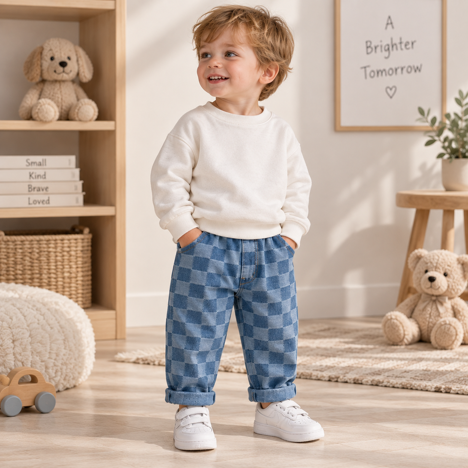 DenimCheck – Bequem & trendy – Kinderhose mit Karomuster