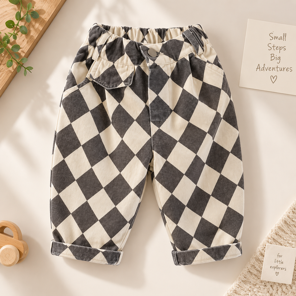 RetroBloom – Bequem & verspielt – Kinderhose mit Argyle-Muster