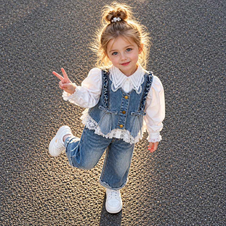 DenimBelle – Trendig & niedlich – 3-teiliges Kinderset aus Denim