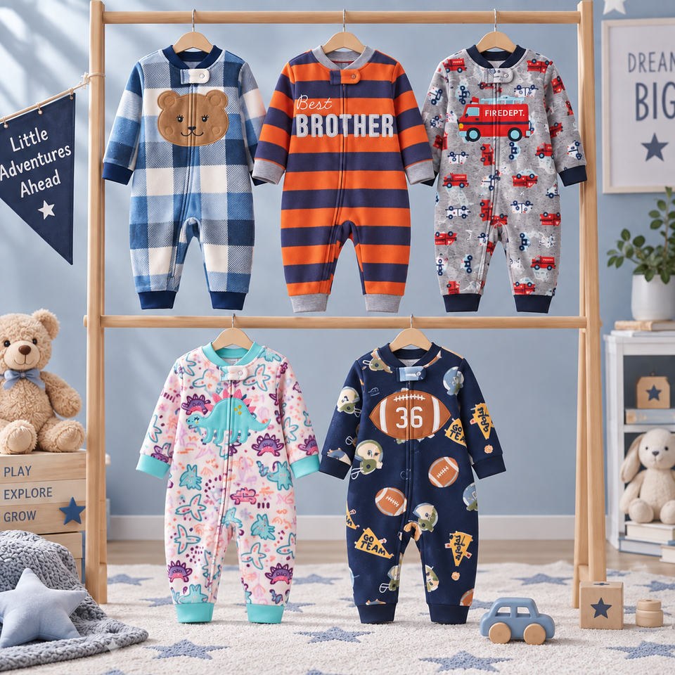 WarmBuddy – Süß & weich – Baby-Strampler aus Fleece mit Cartoon-Aufdruck