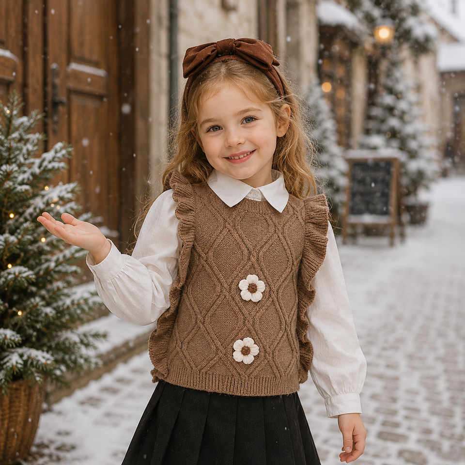 LittlePetal – Süß & bequem – Ärmellose Mädchenweste mit Blumenmuster