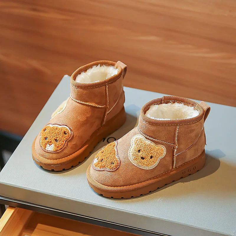 Mini Fashion - Braune Wildlederstiefelette mit Bären