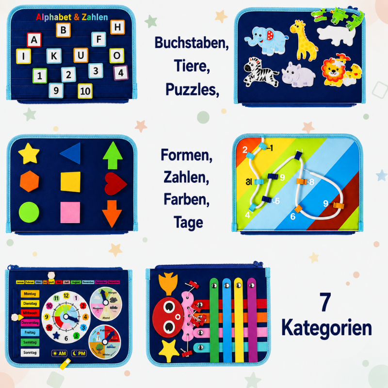 7-in-1 Busy Board – Motorik & Lernen – Aktivitäten-Tafel