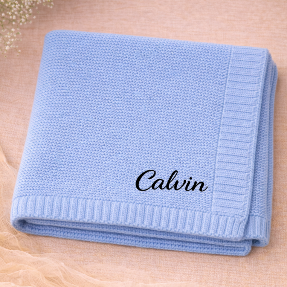 Personalized Baby Blanket – Weich & Einzigartig – Personalisierte, bestickte Baumwolldecke