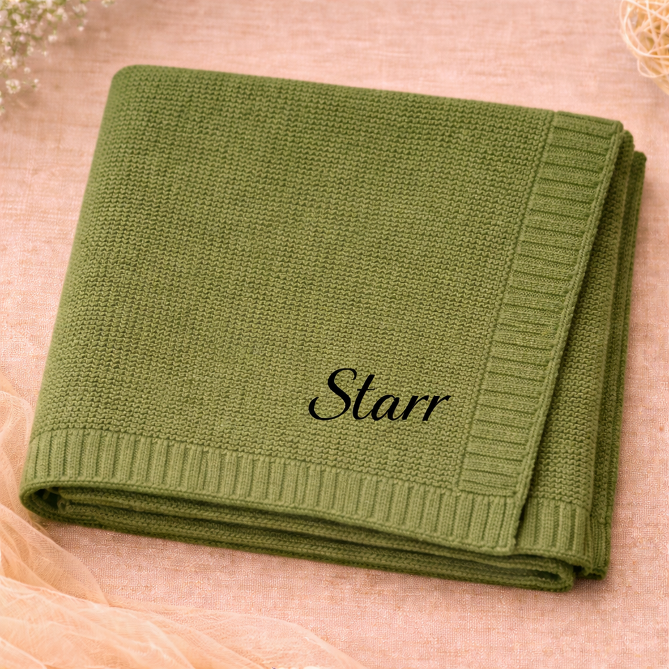 Personalized Baby Blanket – Blødt & unikt – Personligt broderet tæppe i bomuld