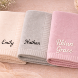 Personalized Baby Blanket – Blødt & unikt – Personligt broderet tæppe i bomuld