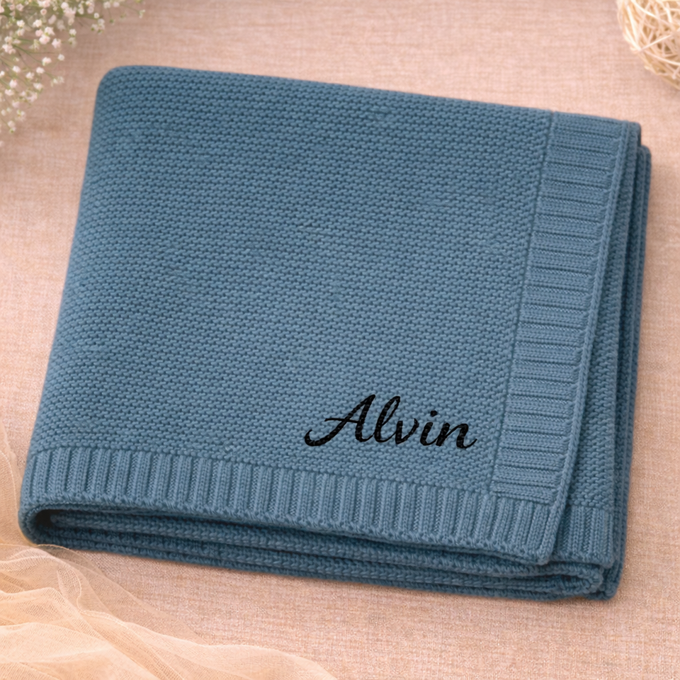 Personalized Baby Blanket – Blødt & unikt – Personligt broderet tæppe i bomuld