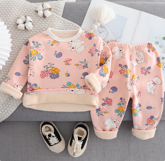 Mini Fashion™ - Tegneserie-fleece-pyjamas til børn