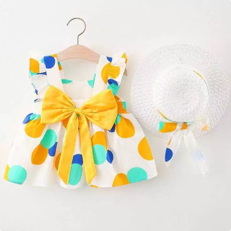 Mini Fashion™ – Sød og sommerlig – Frugtkjole (inkluderer GRATIS stråhat)