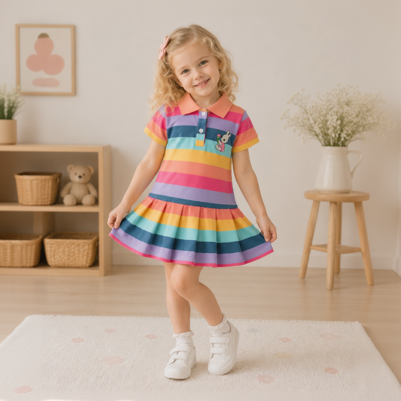 RainbowBabe – Frisch & farbenfroh – Kinder-Polokleid