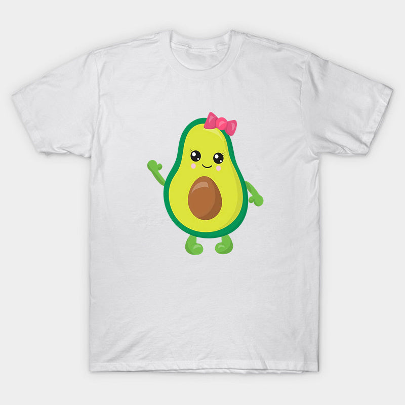 Mini Fashion™ - Match Med Familien -  Avocado T-shirts Hvid