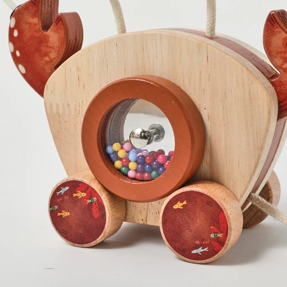 Crab Pull Toy™ – Leg og læring – Krabbe af træ