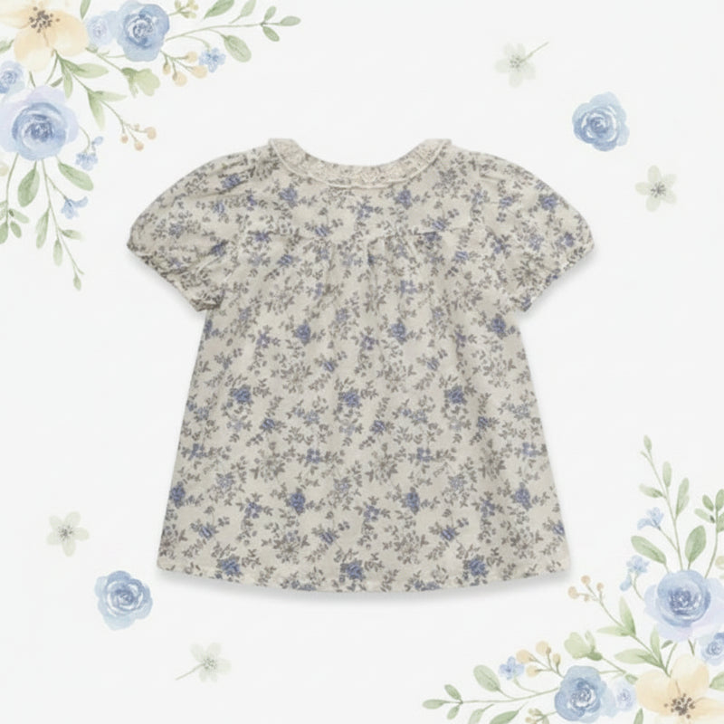 Vine Print Blouse – Leicht & Niedlich – Kinderbluse mit Puffärmeln