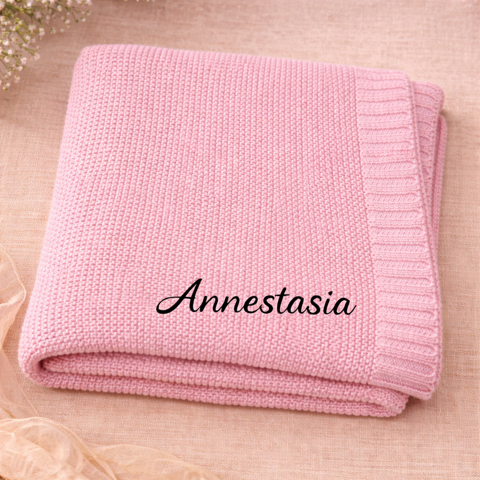 Personalized Baby Blanket – Weich & Einzigartig – Personalisierte, bestickte Baumwolldecke