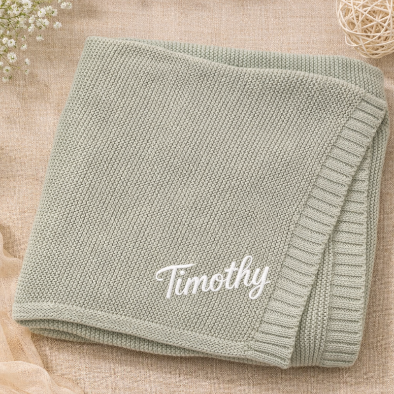 Personalized Baby Blanket – Weich & Einzigartig – Personalisierte, bestickte Baumwolldecke
