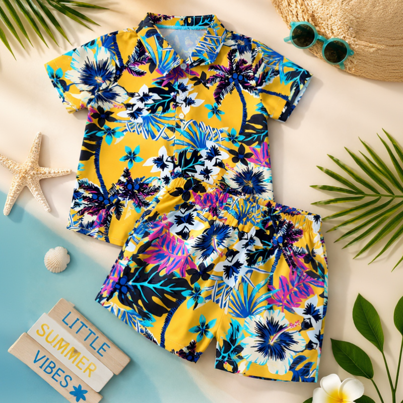 Mini Fashion™ - Frisk og munter - Blomstret drengesæt
