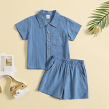 Mini Fashion™ - Sommersæt til drenge i bomuldslinned