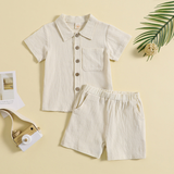 Mini Fashion™ - Sommersæt til drenge i bomuldslinned