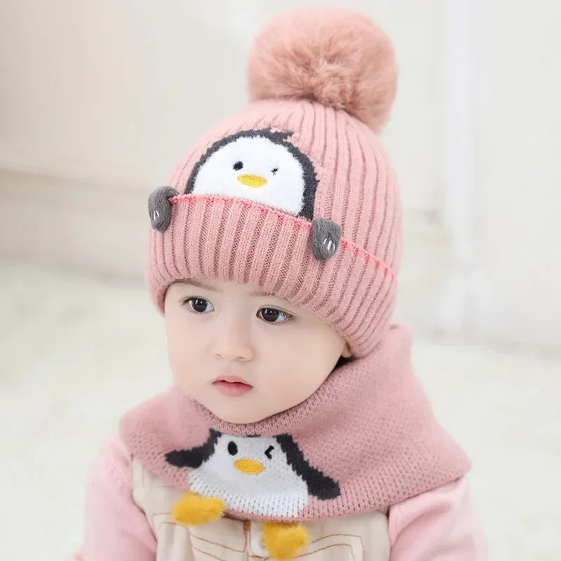 Mini Fashion™ - Sødt pingvin-design - Børnehue & Halsedisse