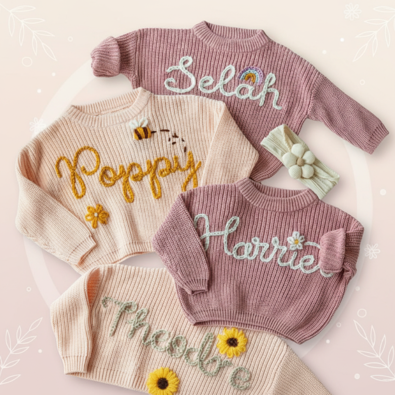 TinyStitch – Personlig strikket navnetrøje til børn