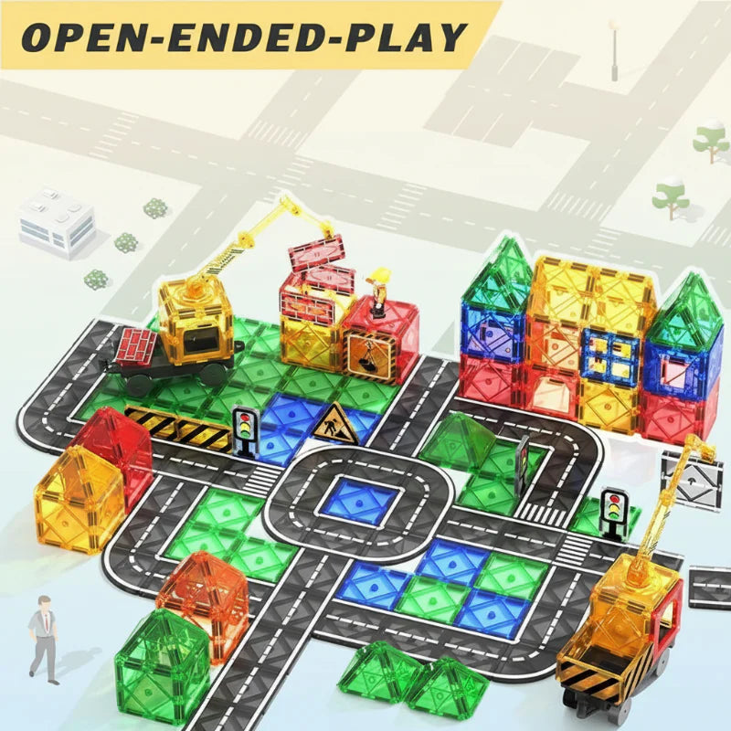 MagnetoTrack – Kreativ & Spielerisch – Magnetische Fliesen Autoset